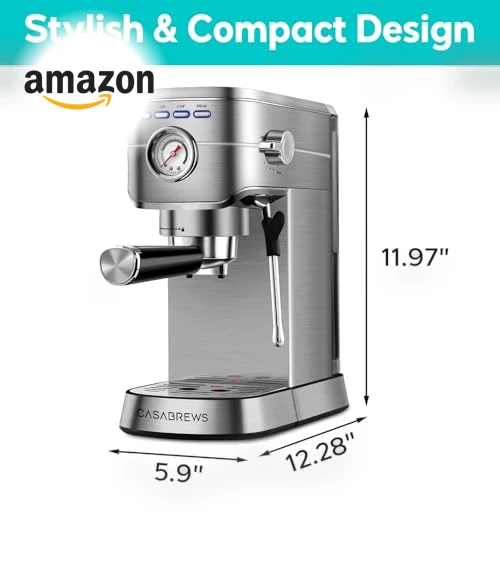 20 Bar Espresso Machine with Milk Frother, Compact Coffee Maker for Home — Coffee & Espresso Combos, CASABREWS