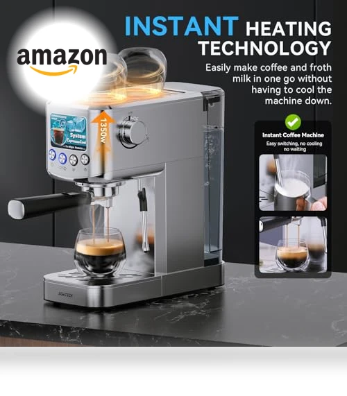 20 Bar Compact Espresso Machine with Milk Frother — Coffee & Espresso Combos, SOWTECH