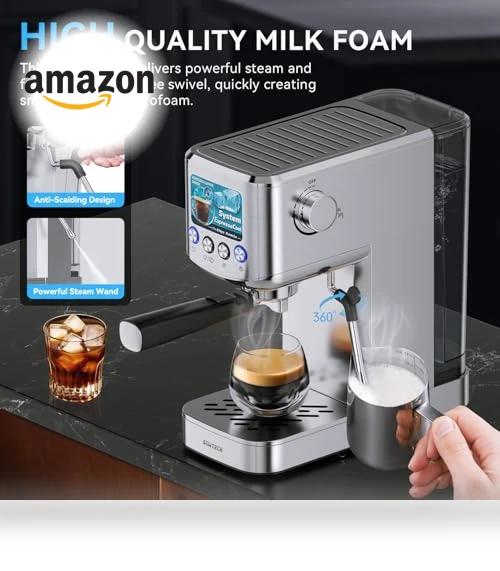 20 Bar Compact Espresso Machine with Milk Frother — Coffee & Espresso Combos, SOWTECH