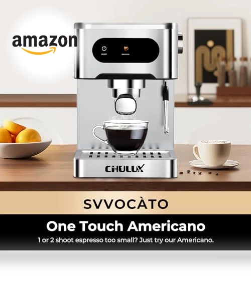 Hot & Cool Espresso Machine with Touch Panel, 20 Bar Italian Pump — Coffee & Espresso Combos, CHULUX
