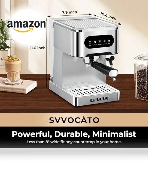 Hot & Cool Espresso Machine with Touch Panel, 20 Bar Italian Pump — Coffee & Espresso Combos, CHULUX