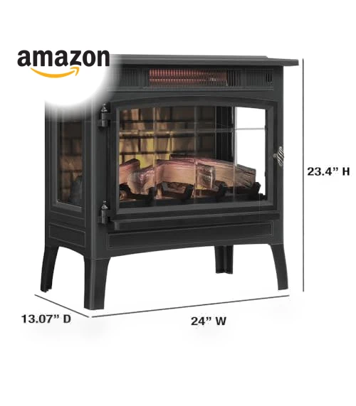 Freestanding Electric Fireplace Stove Heater with 3D Flame Effect — Electric Heating Solutions, Duraflame