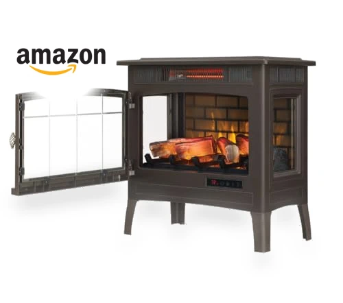 Freestanding Electric Fireplace Stove Heater with 3D Flame Effect — Electric Heating Solutions, Duraflame