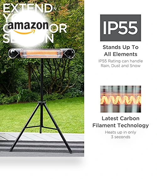Infrared Electric Patio Heater - 1500W Indoor/Outdoor Portable Heater — Patio Heaters, Briza