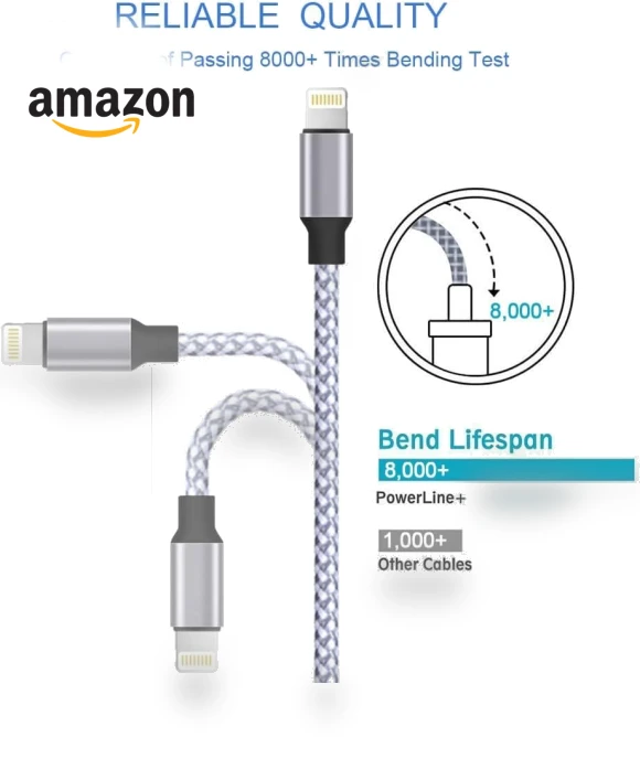 MFi Certified Lightning Cable 3PACK 6FT Nylon Braided USB Charging Cable — Lightning, TAKAGI