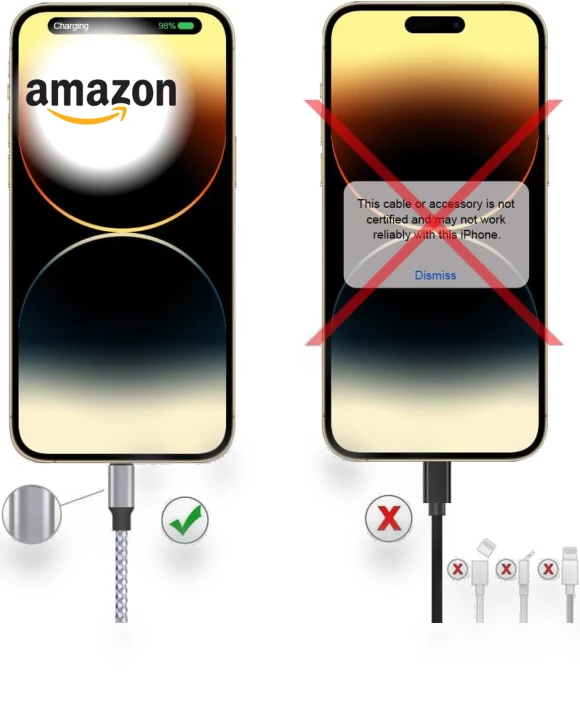 MFi Certified Lightning Cable 3PACK 6FT Nylon Braided USB Charging Cable — Lightning, TAKAGI