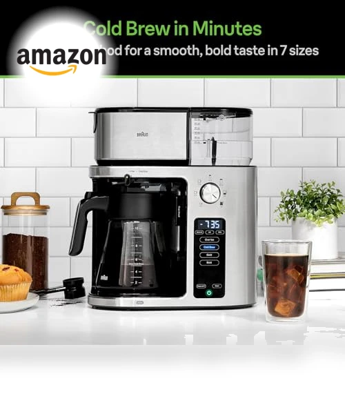10-Cup Pod Free Drip Coffee Maker with Cold Brew — Coffee & Espresso Combos, Braun
