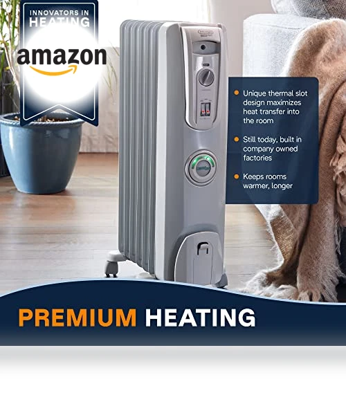 Oil filled Radiator Heater, 1500W Electric Space Heater — Portable Heating Solutions, De'Longhi