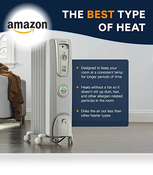 Oil filled Radiator Heater, 1500W Electric Space Heater — Portable Heating Solutions, De'Longhi