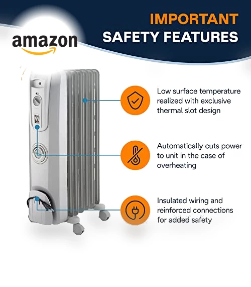 Oil filled Radiator Heater, 1500W Electric Space Heater — Portable Heating Solutions, De'Longhi