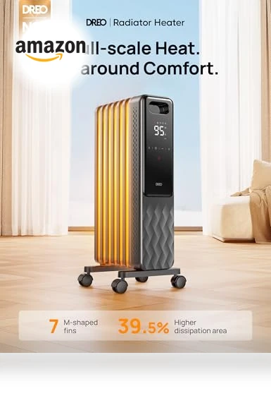 Oil Filled Radiator Heater with Remote Control, 1500W — Home Climate Control, Dreo