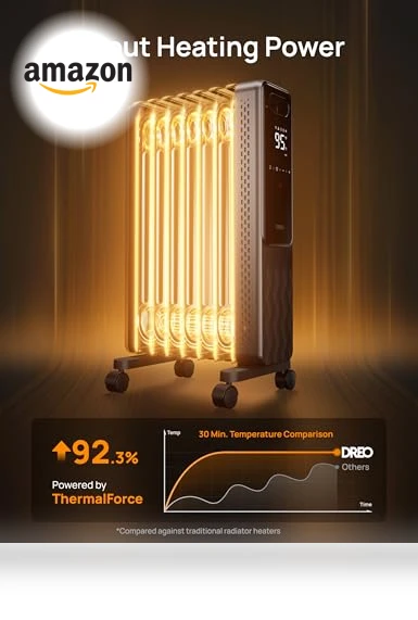 Oil Filled Radiator Heater with Remote Control, 1500W — Home Climate Control, Dreo
