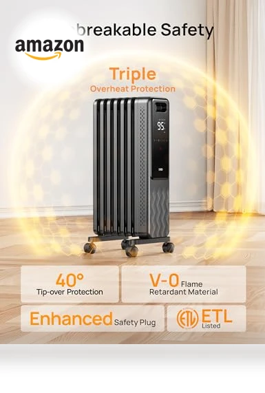 Oil Filled Radiator Heater with Remote Control, 1500W — Home Climate Control, Dreo