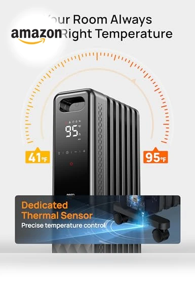 Oil Filled Radiator Heater with Remote Control, 1500W — Home Climate Control, Dreo
