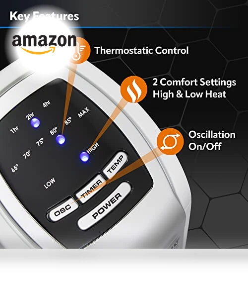 Oscillating Ceramic Tower Space Heater with Timer and Overheat Protection — Portable Heating Solutions, Lasko