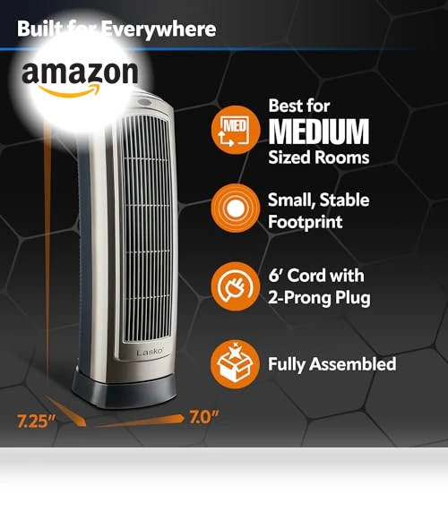 Digital Ceramic Tower Heater with Remote Control — Air Moisturizers, Lasko