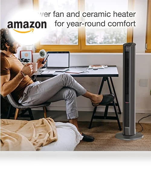Oscillating All Season Tower Fan and Space Heater — Vertical Air Circulators, Lasko