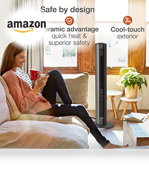 Oscillating All Season Tower Fan and Space Heater — Vertical Air Circulators, Lasko