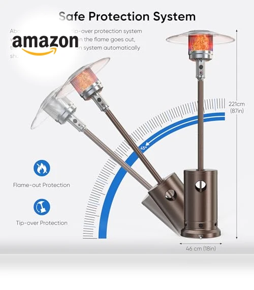 48,000 BTU Propane Patio Heater with Wheels and Round Table — Heater Covers, OLIXIS