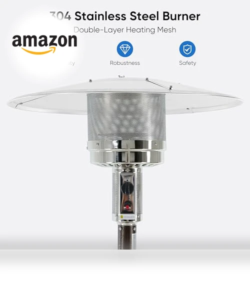 48,000 BTU Propane Patio Heater with Wheels and Round Table — Heater Covers, OLIXIS