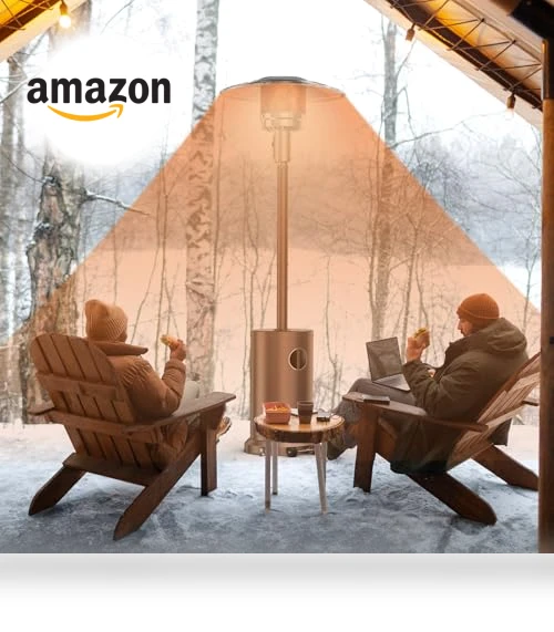 48,000 BTU Propane Patio Heater with Wheels and Round Table — Heater Covers, OLIXIS
