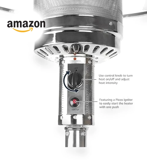 46,000 BTU Outdoor Propane Patio Heater with Wheels — Patio Heaters, Amazon Basics