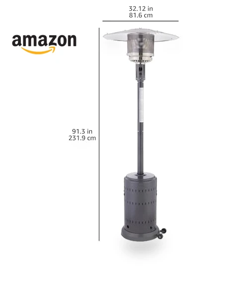 46,000 BTU Outdoor Propane Patio Heater with Wheels — Patio Heaters, Amazon Basics