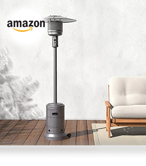 46,000 BTU Outdoor Propane Patio Heater with Wheels — Patio Heaters, Amazon Basics