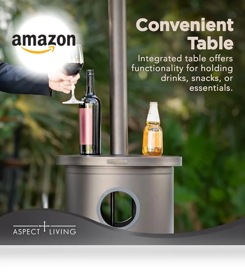 Portable Outdoor Propane Patio Heater with Table — Parts, Aspect Living