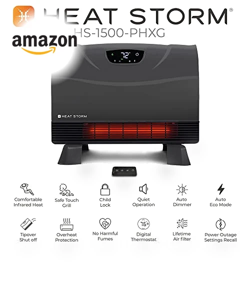 Infrared Space Heater with Remote Control, Energy Efficient — Heater Spare Components, Heat Storm