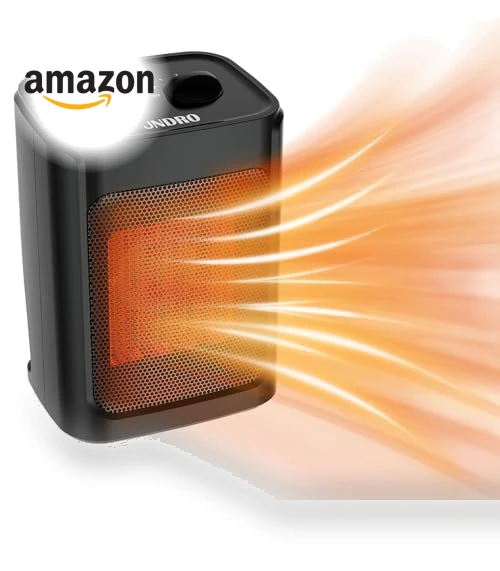 Portable Electric Space Heater with Thermostat - 1500W/750W Quiet Ceramic Mini Heater Fan — Portable Heating Solutions, JNDRO