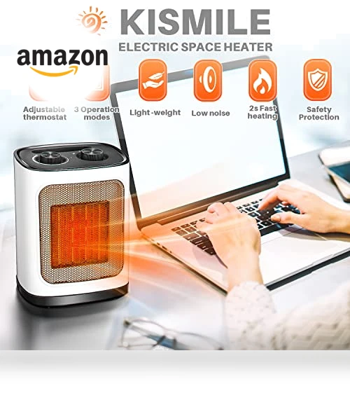Portable Electric Space Heater with Thermostat, 1500W — Portable Heating Solutions, Kismile