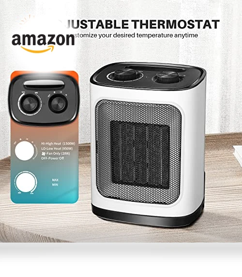 Portable Electric Space Heater with Thermostat, 1500W — Portable Heating Solutions, Kismile