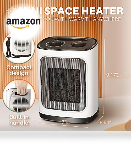 Portable Electric Space Heater with Thermostat, 1500W — Portable Heating Solutions, Kismile