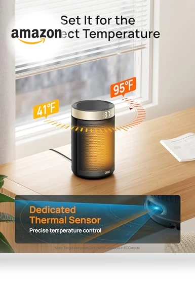 Portable Electric Space Heater with Thermostat and Remote, 1500W PTC Ceramic Fast Safety Heat — Portable Heating Solutions, Dreo