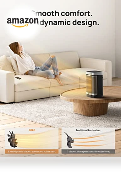 Portable Electric Space Heater with Remote, 1500W PTC Ceramic Heater — Portable Heating Solutions, Dreo