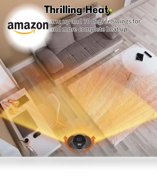 Portable Ceramic Space Heater with Remote, 1500W, 70° Oscillation — Portable Heating Solutions, QOWETU