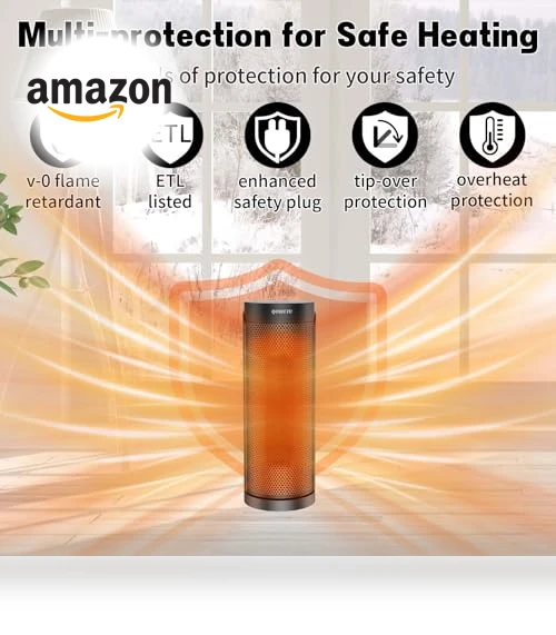 Portable Ceramic Space Heater with Remote, 1500W, 70° Oscillation — Portable Heating Solutions, QOWETU