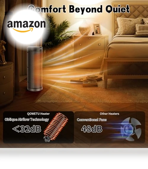 Portable Ceramic Space Heater with Remote, 1500W, 70° Oscillation — Portable Heating Solutions, QOWETU