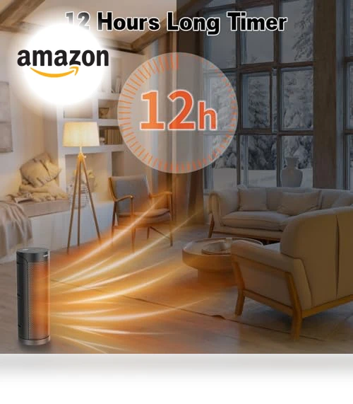 Portable Ceramic Space Heater with Remote, 1500W, 70° Oscillation — Portable Heating Solutions, QOWETU