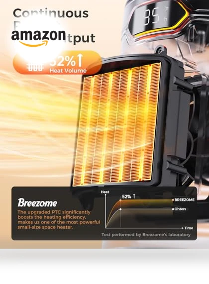 Portable Electric Space Heater with Thermostat & 24H Timer — Portable Heating Solutions, BREEZOME