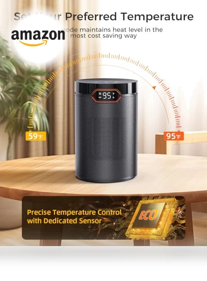 Portable Electric Space Heater with Thermostat & 24H Timer — Portable Heating Solutions, BREEZOME