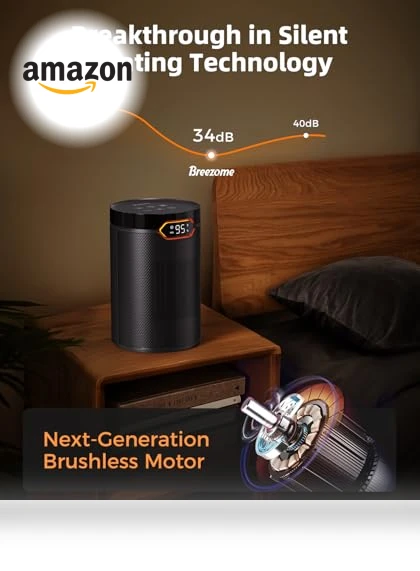 Portable Electric Space Heater with Thermostat & 24H Timer — Portable Heating Solutions, BREEZOME