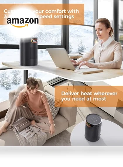 Portable Electric Space Heater with Thermostat & 24H Timer — Portable Heating Solutions, BREEZOME