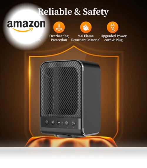 Portable Electric Space Heater with Thermostat, 1500W PTC Fast Heating — Portable Heating Solutions, Lerat