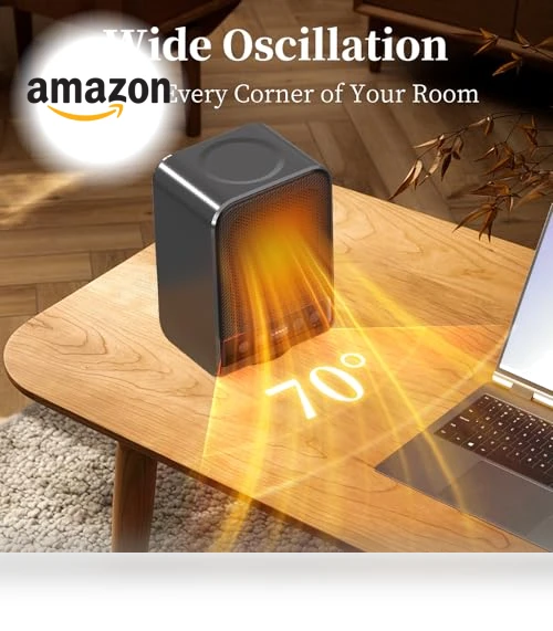 Portable Electric Space Heater with Thermostat, 1500W PTC Fast Heating — Portable Heating Solutions, Lerat