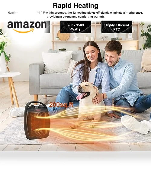 Portable Ceramic Space Heater with Fan - 1500W, 200 Sq Ft Coverage — Portable Heating Solutions, Lutntc