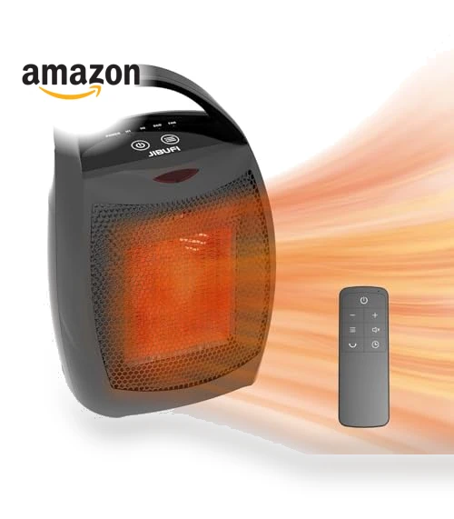 Portable Ceramic Space Heater with Thermostat & Remote Control — Home Climate Control, JIBUFI