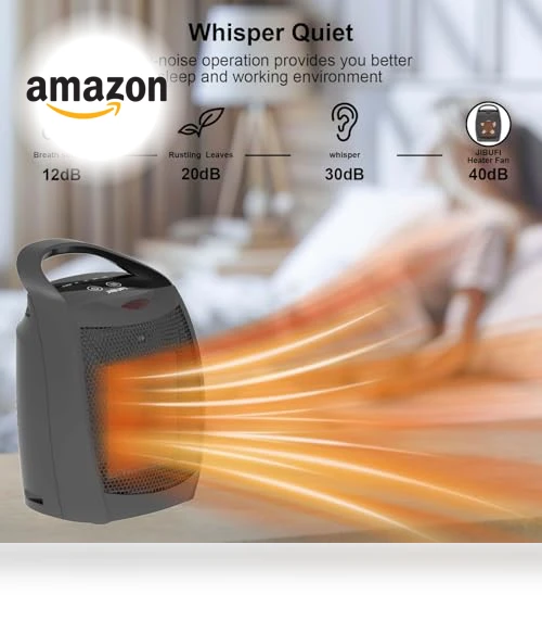 Portable Ceramic Space Heater with Thermostat & Remote Control — Home Climate Control, JIBUFI