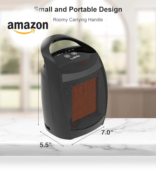 Portable Ceramic Space Heater with Thermostat & Remote Control — Home Climate Control, JIBUFI